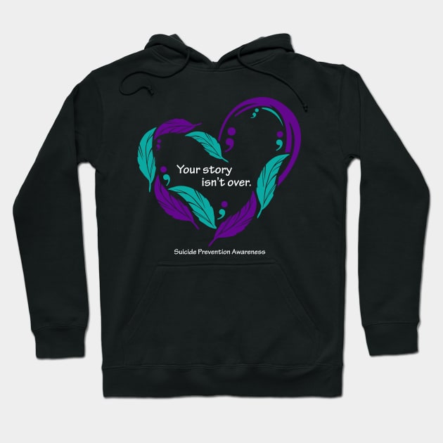 Suicide prevention heart, white type Hoodie by Just Winging It Designs
